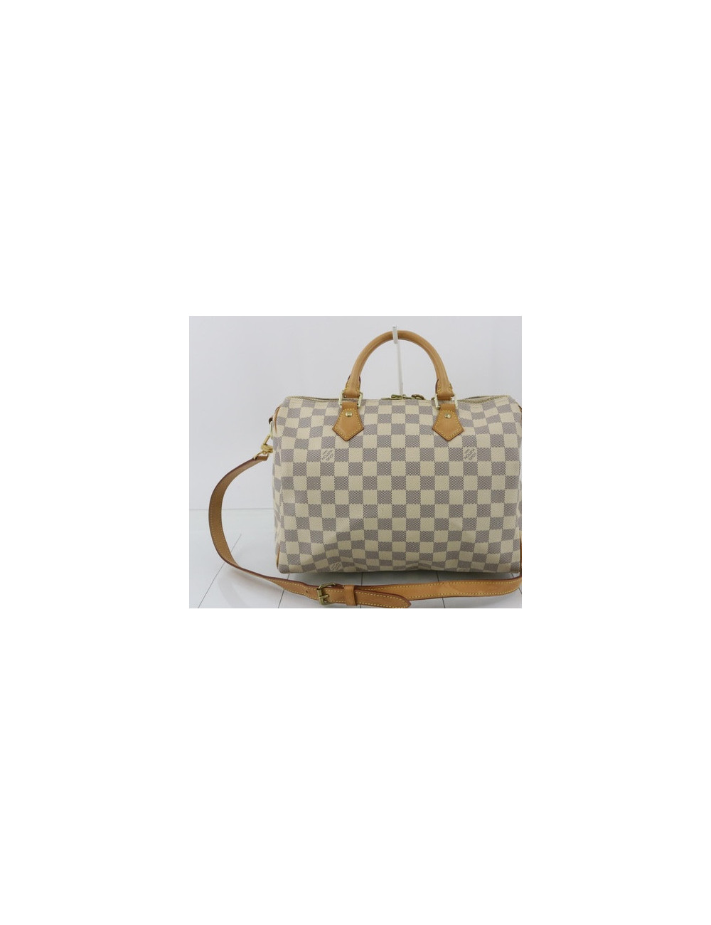Speedy 30 bandoulière damier blanc