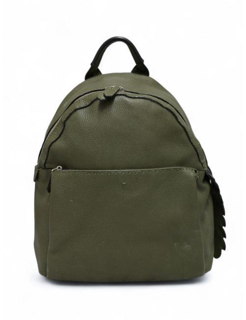 Sac à dos FENDI cuir grainé Kaki