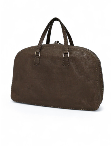 Cabas FENDI cuir grainé marron