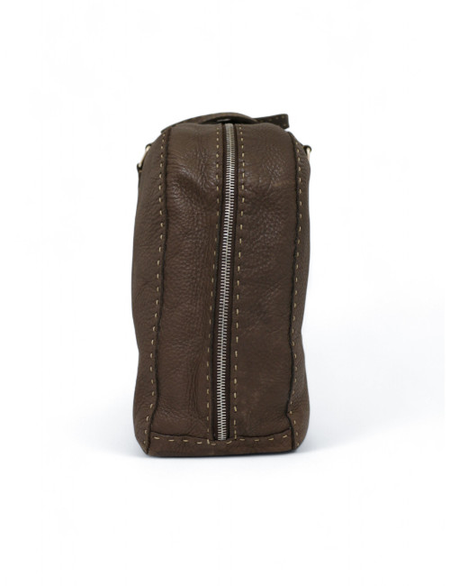 Cabas FENDI cuir grainé marron