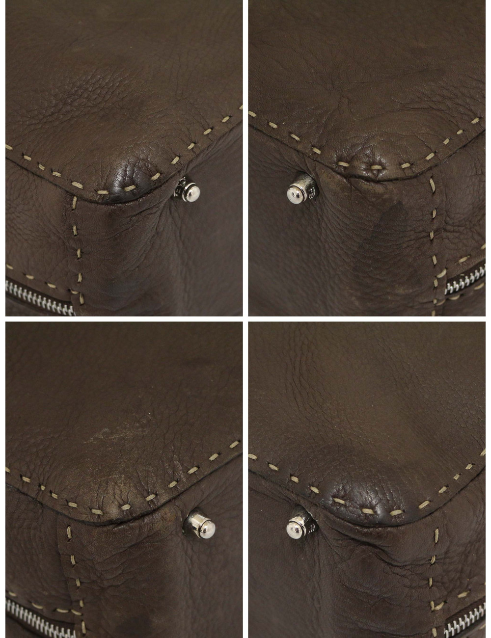 Cabas FENDI cuir grainé marron