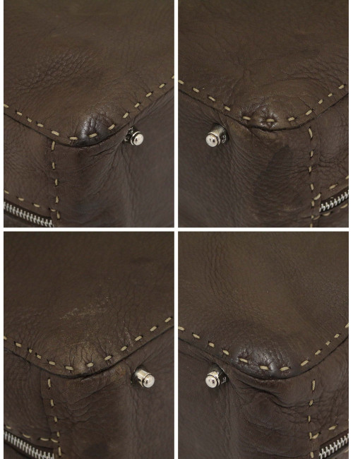 Cabas FENDI cuir grainé marron