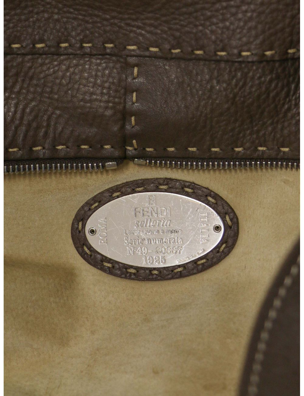 Cabas FENDI cuir grainé marron