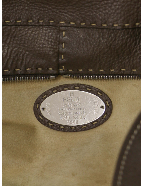 Cabas FENDI cuir grainé marron