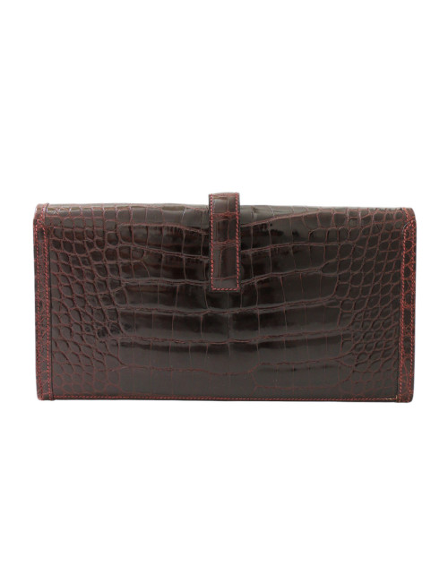 Pochette HERMES Jige Elan 29 alligator bordeaux