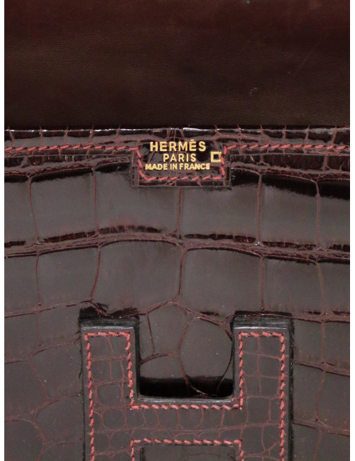 Pochette HERMES Jige Elan 29 alligator bordeaux