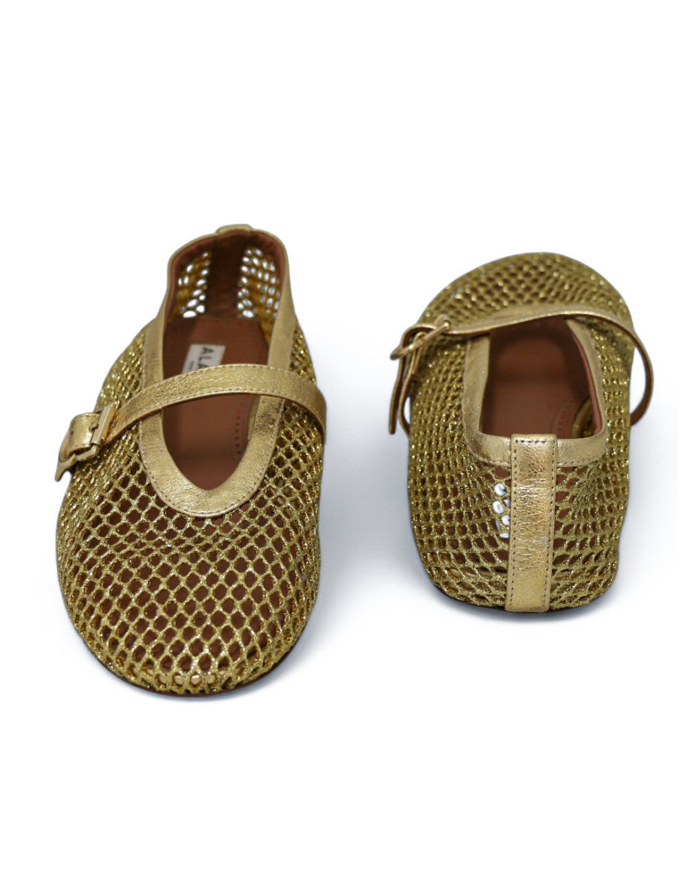 Ballerines Alaia résille dorée laminée T40 : certifiées authentiques