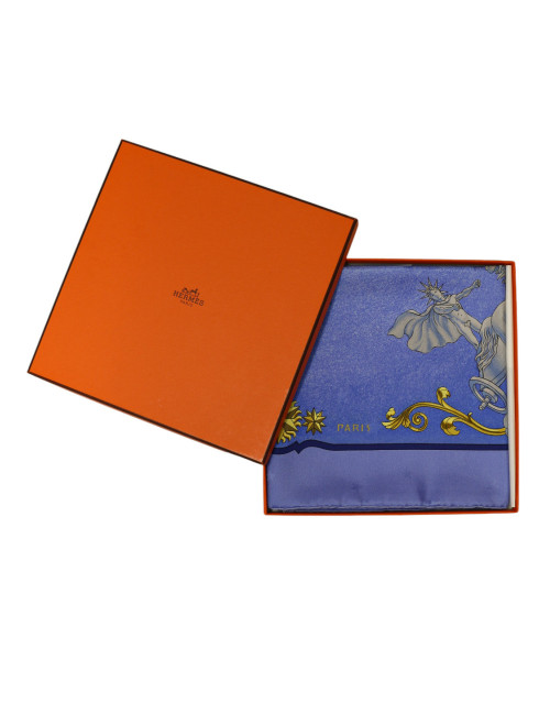 Carré Hermès Cosmos soie bleue : occasion certifiée authentique