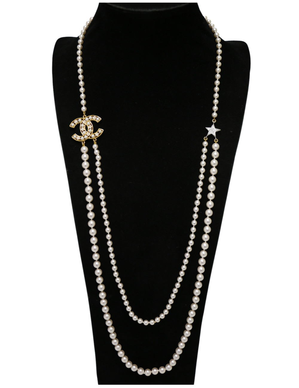 Sautoir double rangs CHANEL perles