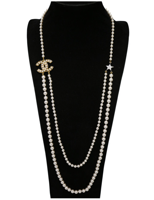 Sautoir double rangs CHANEL perles
