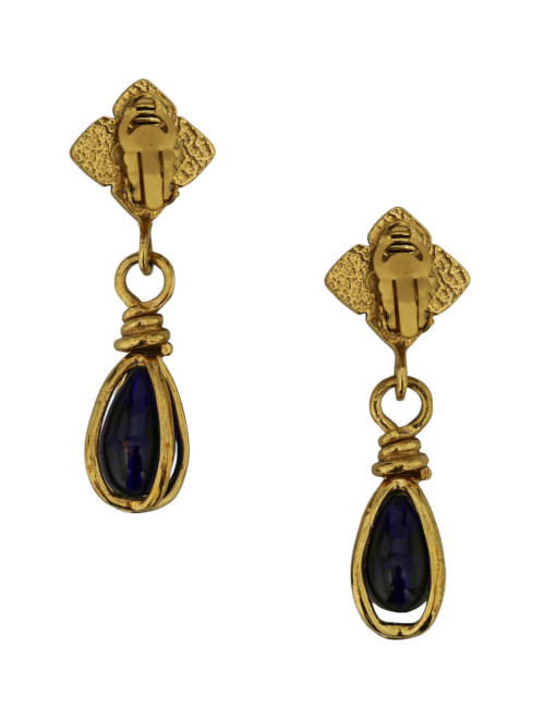 Clips pendants vintage CHANEL pâte de verre