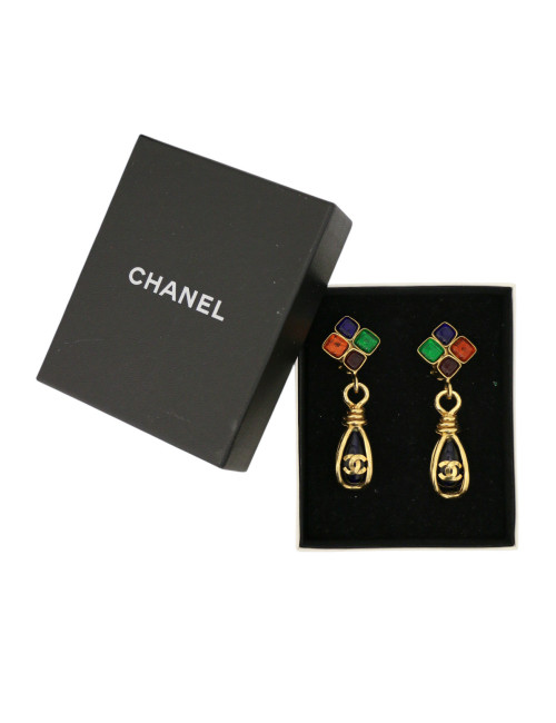 Clips pendants Chanel vintage de 1985 livrées dans leur boîte Chanel