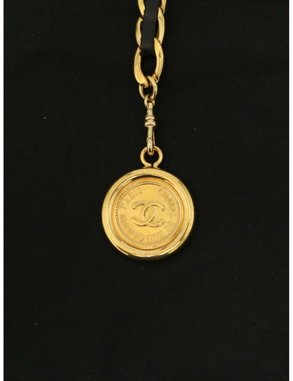 Ceinture CHANEL triple rangs chaine et cuir