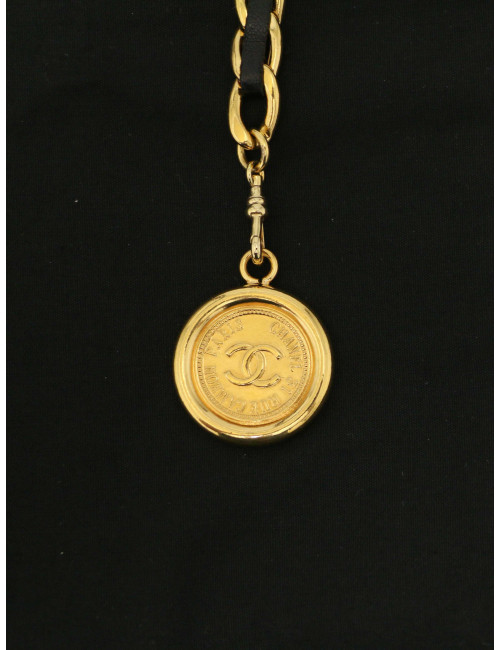 Ceinture CHANEL triple rangs chaine et cuir