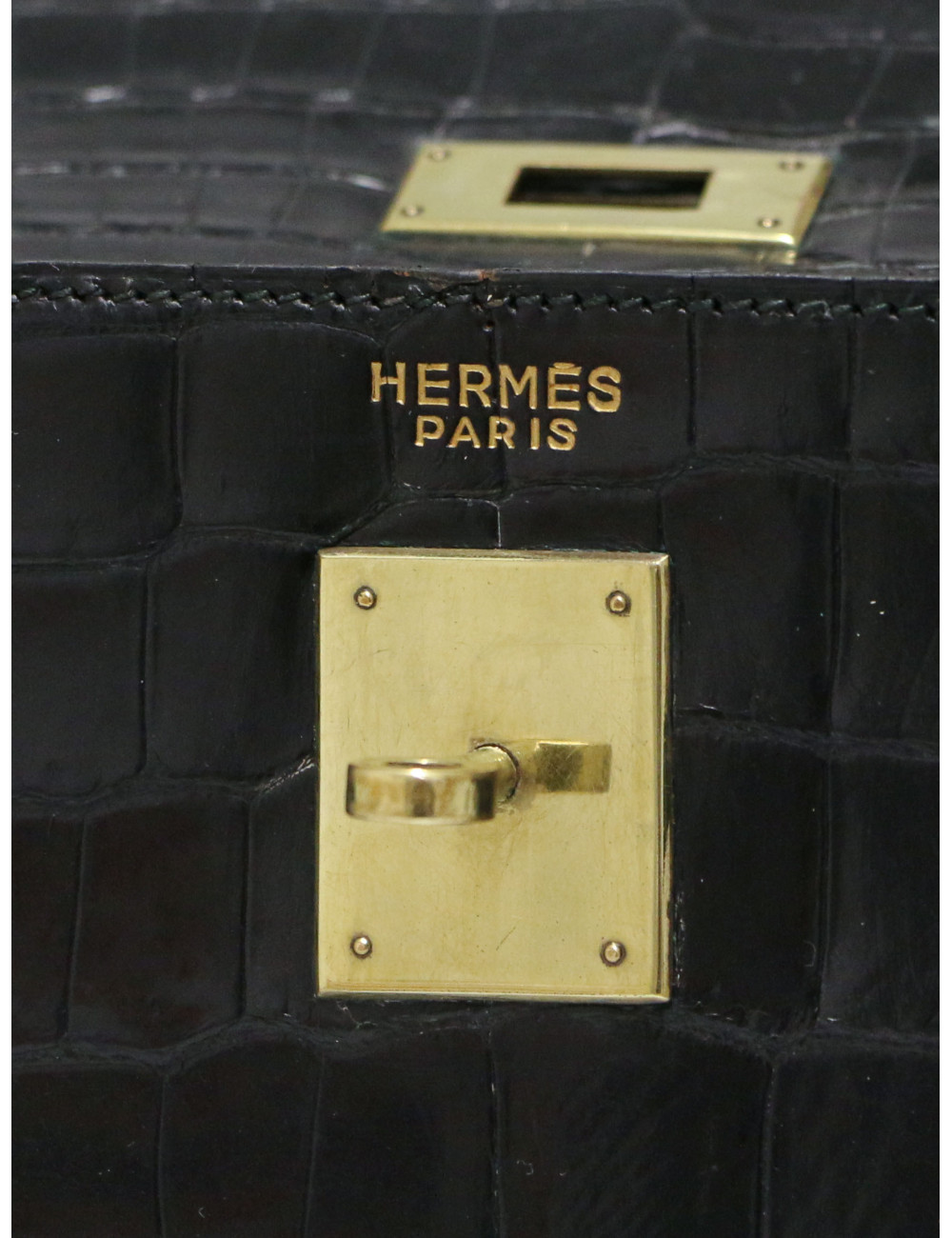 Kelly vintage crocodile Hermès noir : occasion certifiée authentique