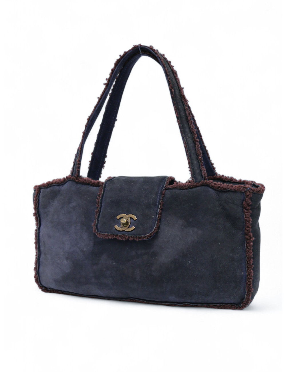 Sac Chanel peau retournée bleu nuit : occasion certifiée authentique