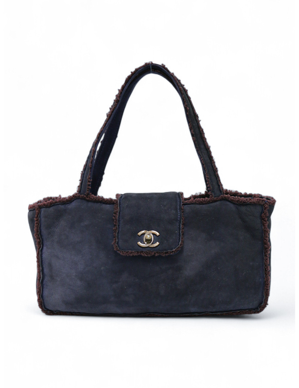 Sac Chanel peau retournée bleu nuit : occasion certifiée authentique