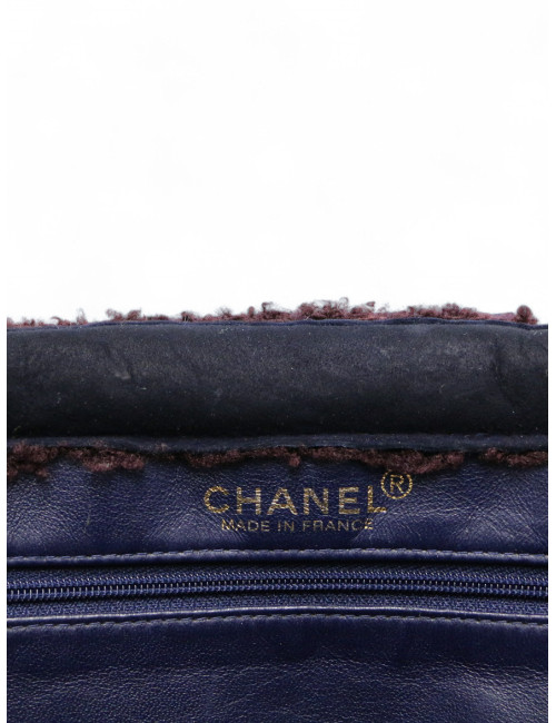 Sac Chanel peau retournée bleu nuit : occasion certifiée authentique