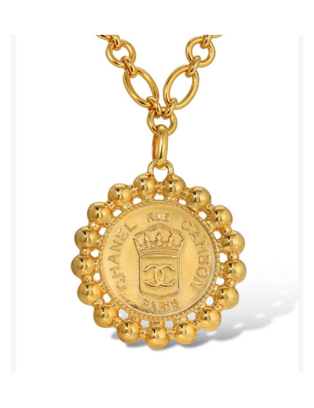 Sautoir Chanel médaillon doré Vintage