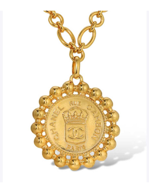 Sautoir Chanel médaillon doré Vintage