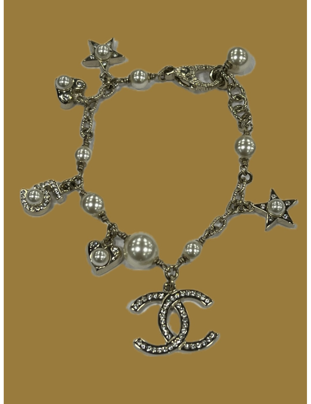 Bracelet CHANEL perles et métal doré
