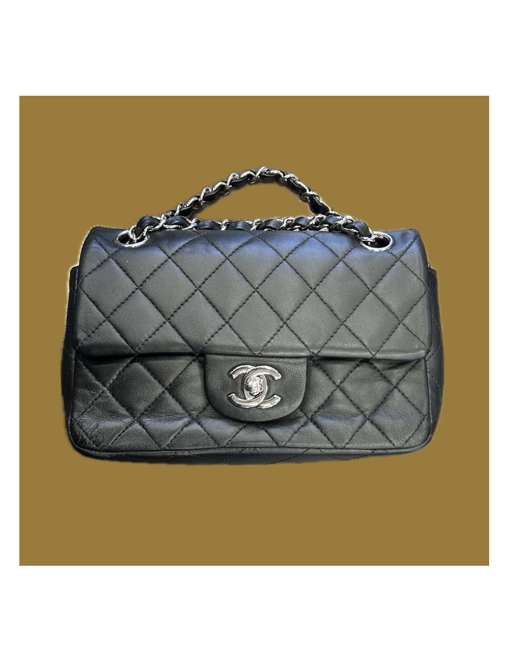 Mini timeless Chanel noir bijouterie argent