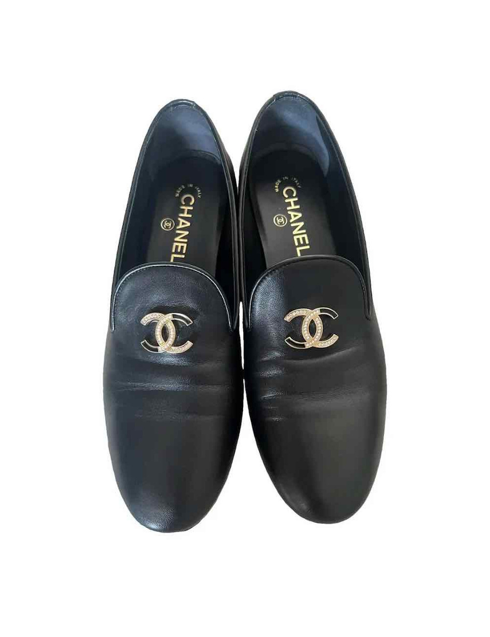 Mocassins CHANEL cuir d'agneau noir