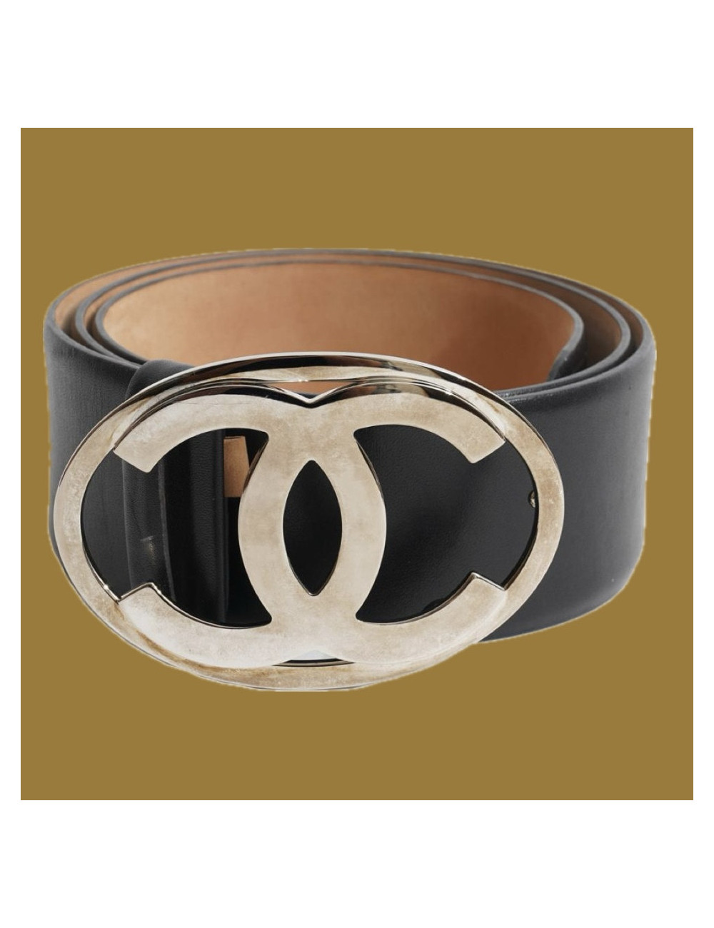 Ceinture Chanel noir cuir