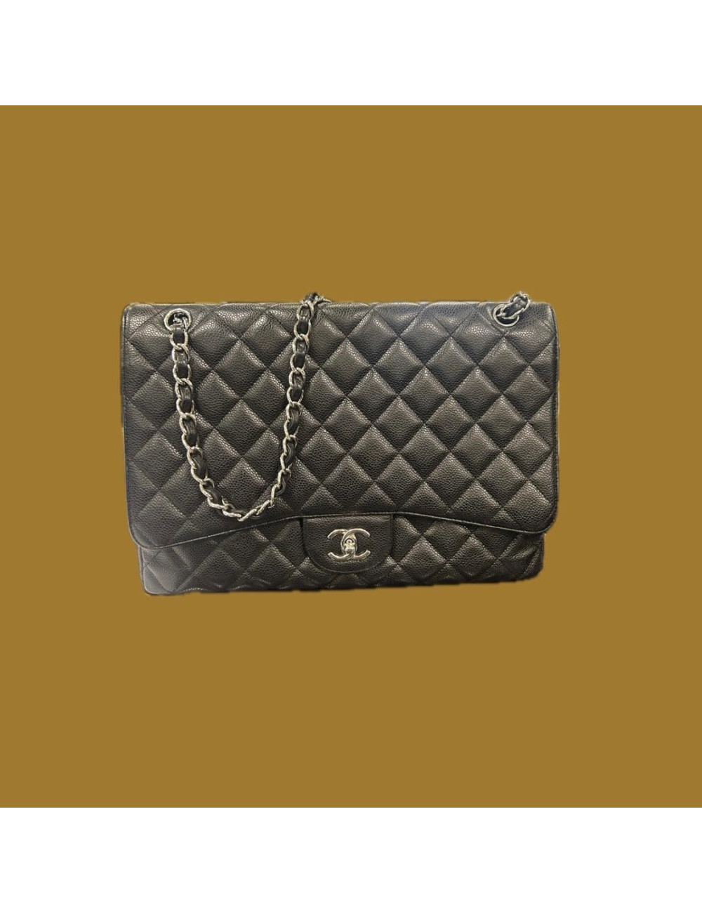 Maxi jumbo Chanel caviar noir