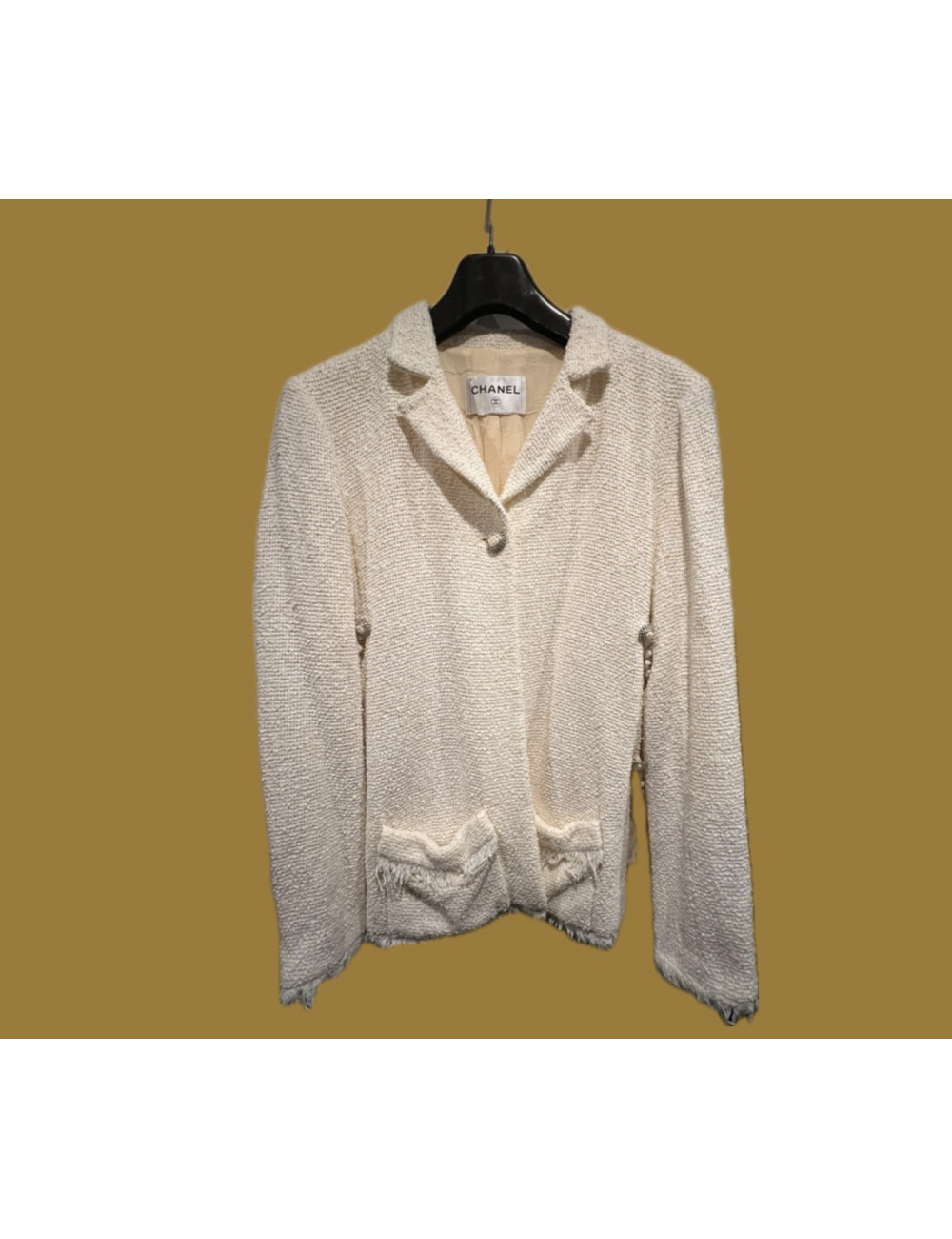 Veste Chanel beige chaine et tweed