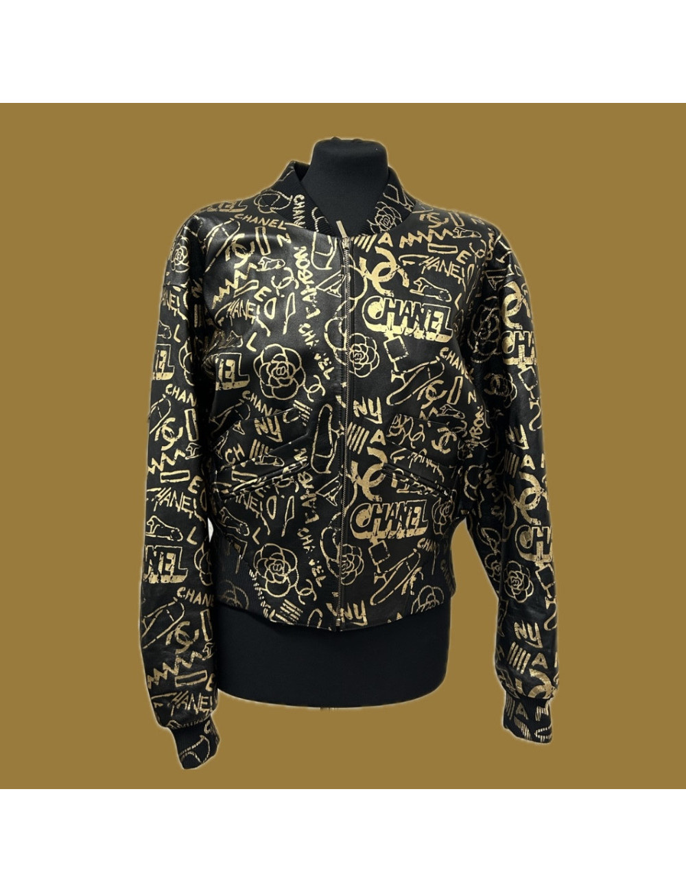 Bombers Chanel cuir doré