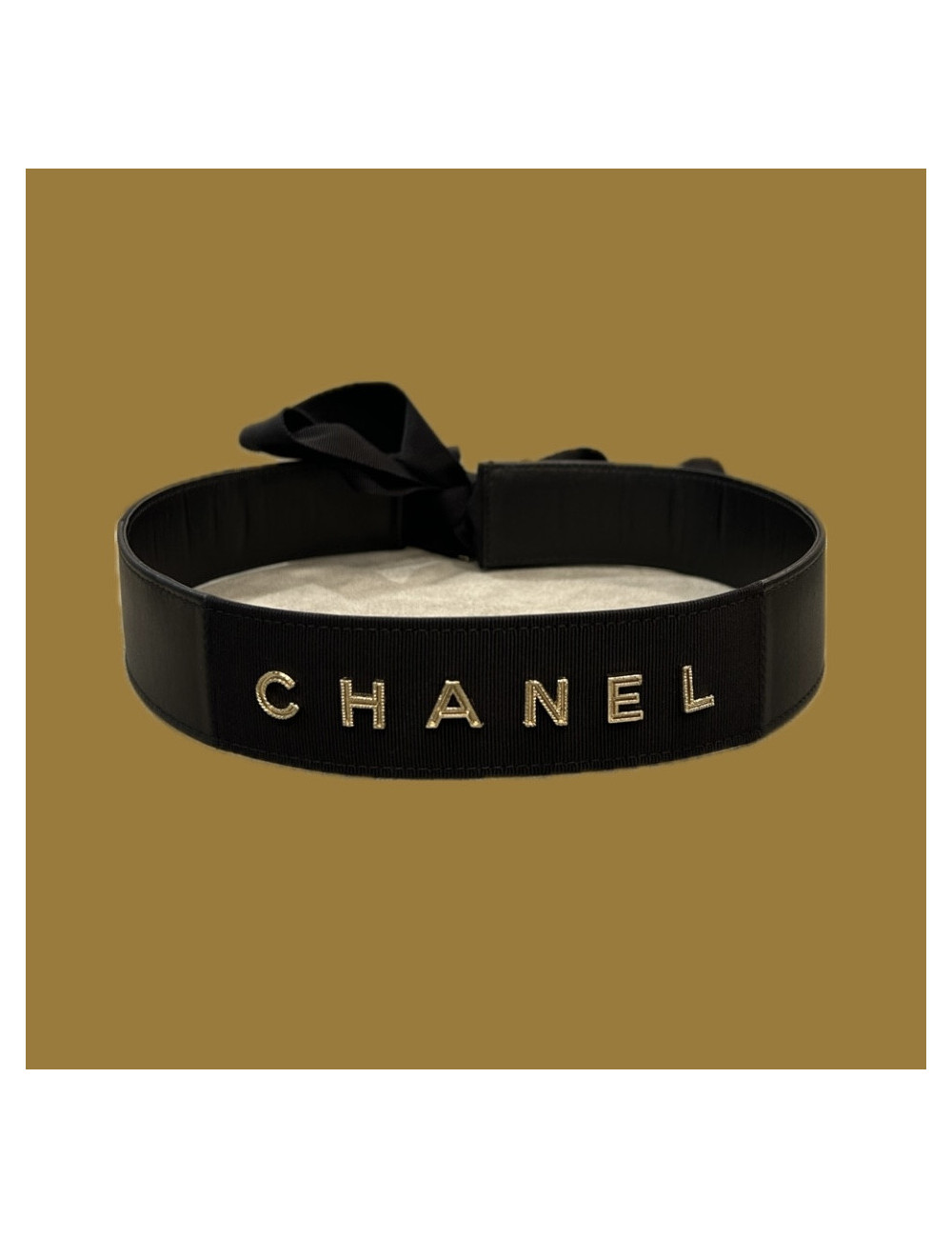 Ceinture Chanel cuir et gros grain