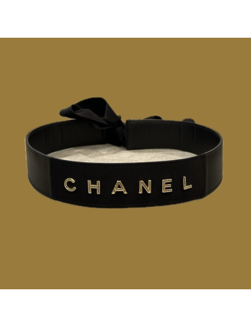 Ceinture Chanel cuir et gros grain