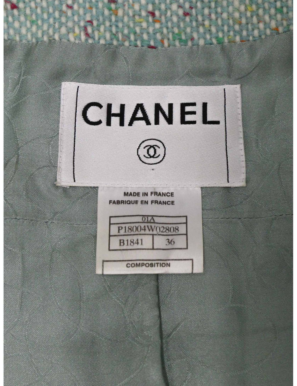 Veste CHANEL vert d'eau T36