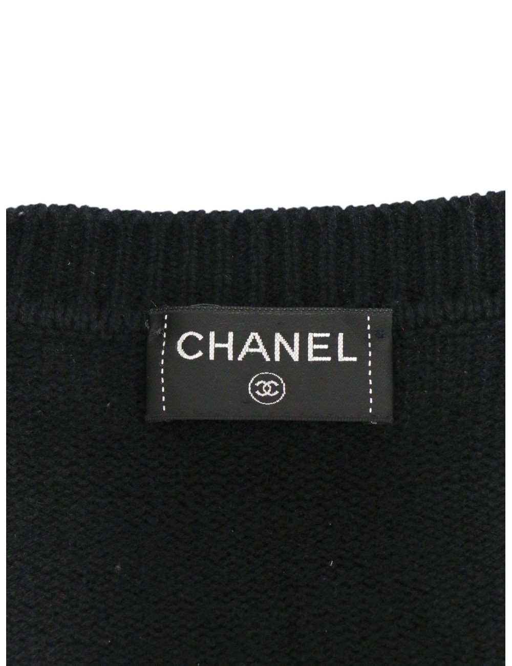 Manteau CHANEL T42 laine et cuir d'agneau noir
