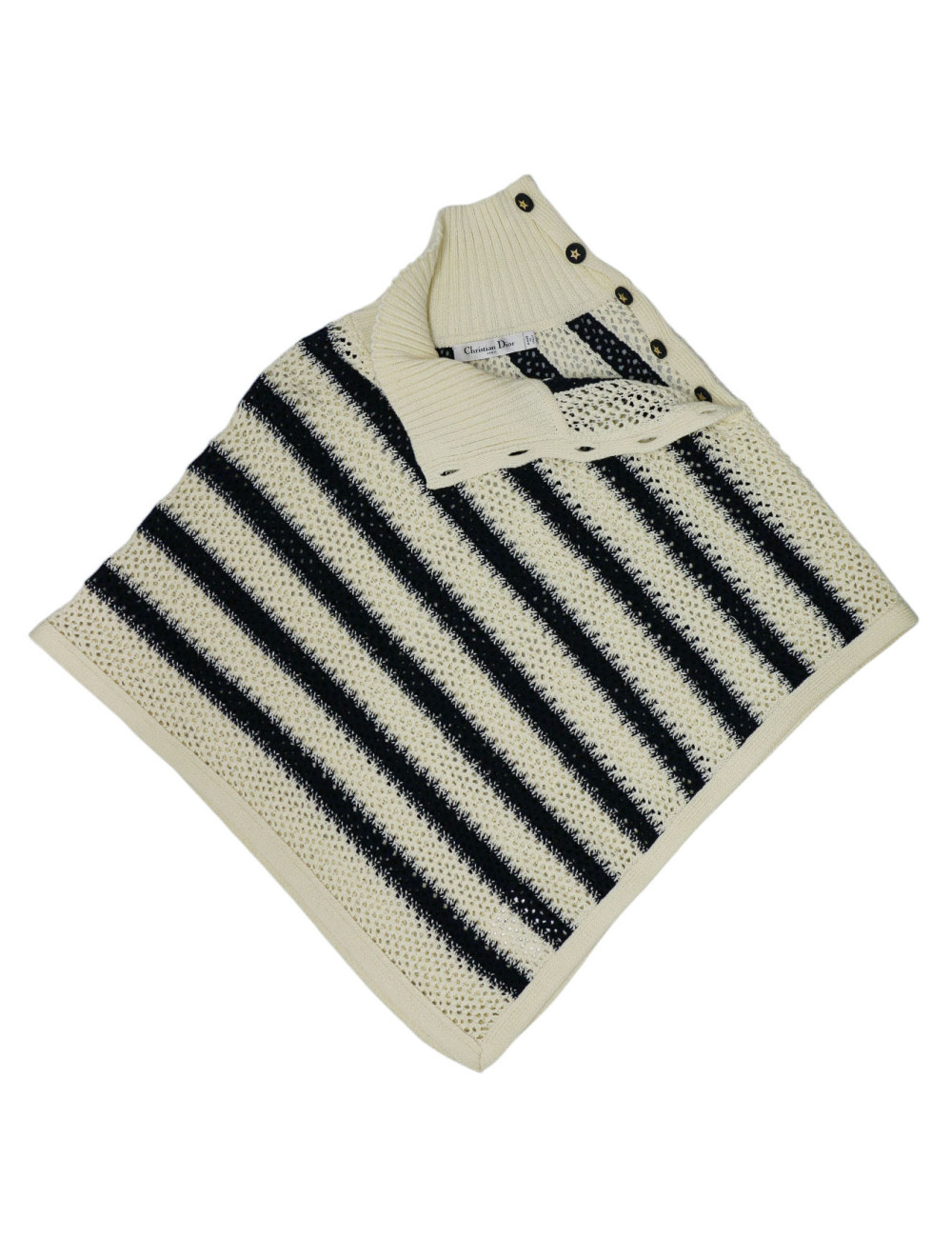 Débardeur et poncho CHRISTIAN DIOR rayés blanc bleu