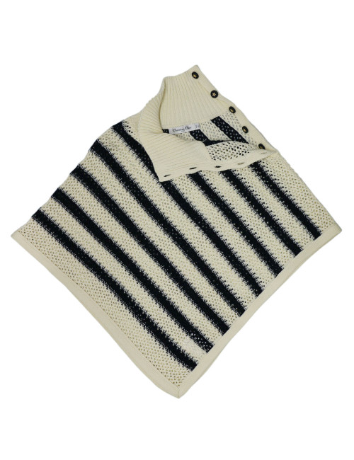 Débardeur et poncho CHRISTIAN DIOR rayés blanc bleu