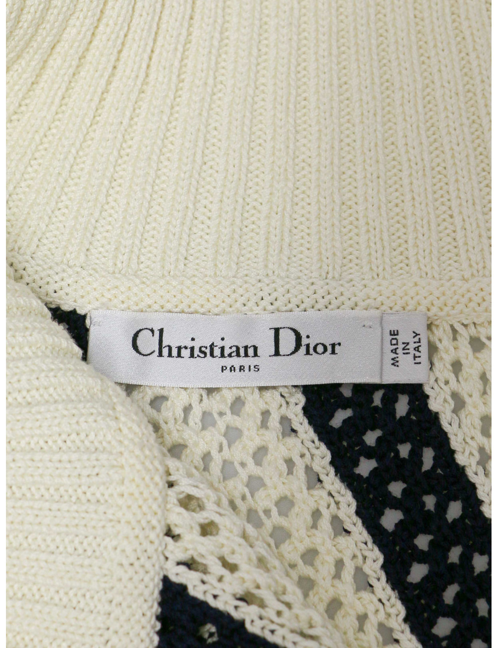 Débardeur et poncho CHRISTIAN DIOR rayés blanc bleu
