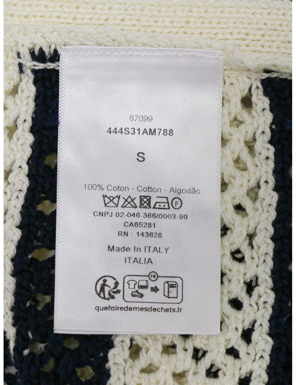 Débardeur et poncho CHRISTIAN DIOR rayés blanc bleu