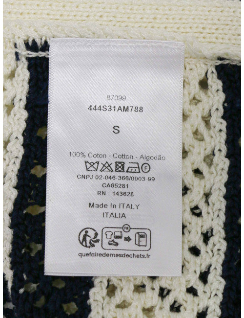 Débardeur et poncho CHRISTIAN DIOR rayés blanc bleu