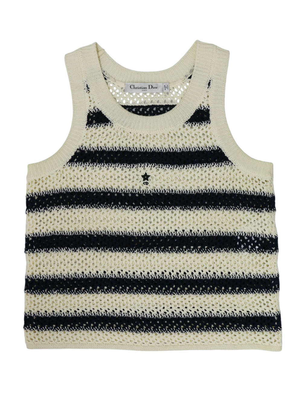 Débardeur et poncho CHRISTIAN DIOR rayés blanc bleu