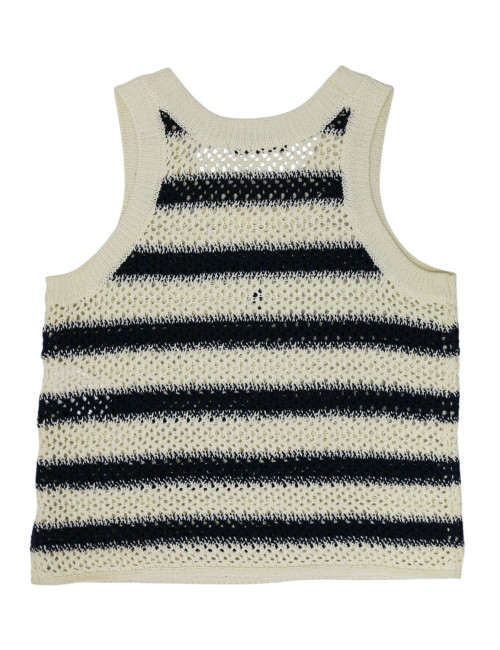 Débardeur et poncho CHRISTIAN DIOR rayés blanc bleu