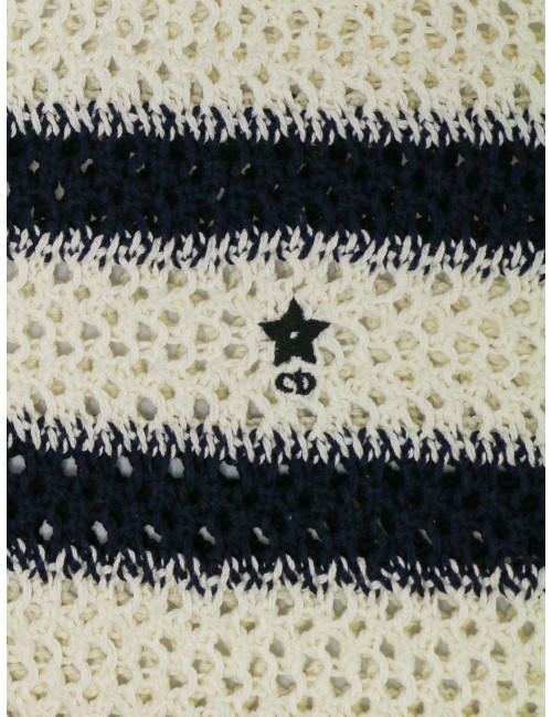 Débardeur et poncho CHRISTIAN DIOR rayés blanc bleu