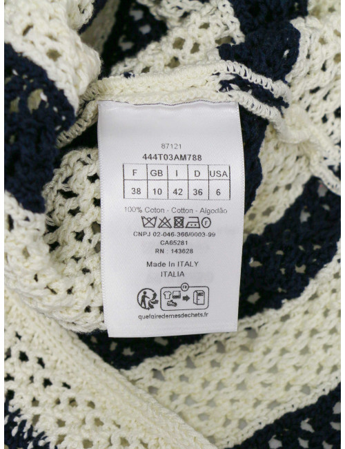Débardeur et poncho CHRISTIAN DIOR rayés blanc bleu
