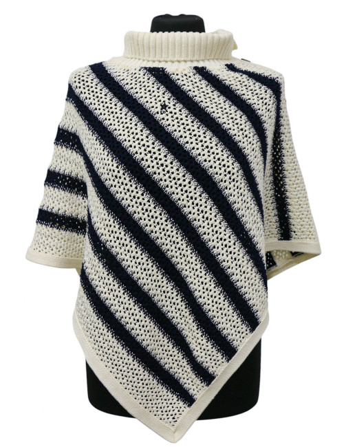 Débardeur et poncho CHRISTIAN DIOR rayés blanc bleu