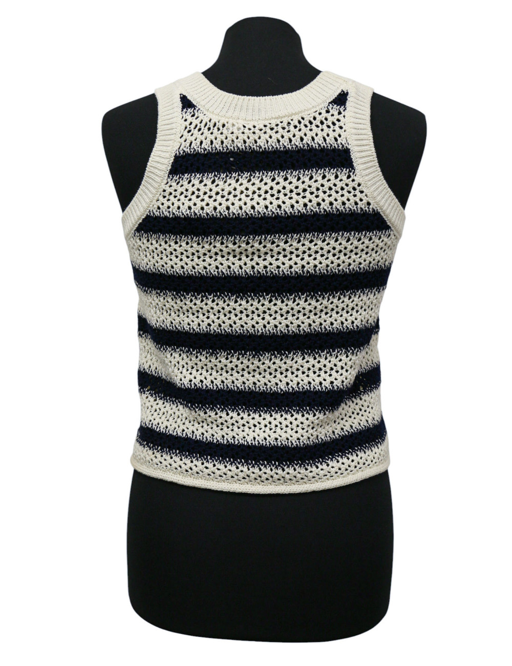 Débardeur et poncho CHRISTIAN DIOR rayés blanc bleu