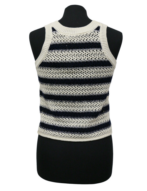 Débardeur et poncho CHRISTIAN DIOR rayés blanc bleu