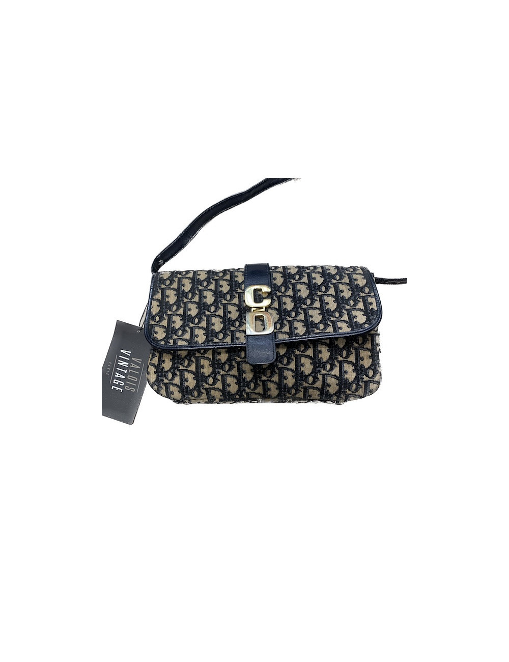 sac CHRISTIAN DIOR toile oblique bleue Vintage