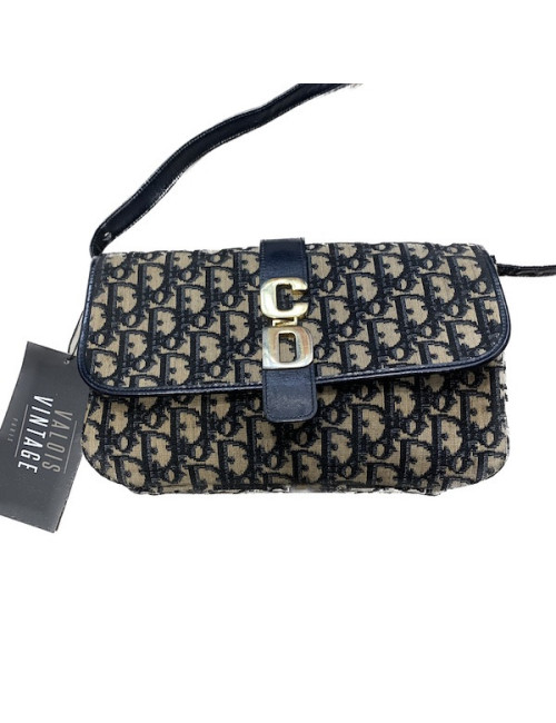 sac CHRISTIAN DIOR toile oblique bleue Vintage