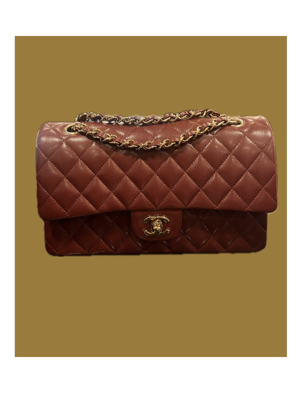 Sac Chanel caviar couleur bordeaux proche de l'état neuf à découvrir
